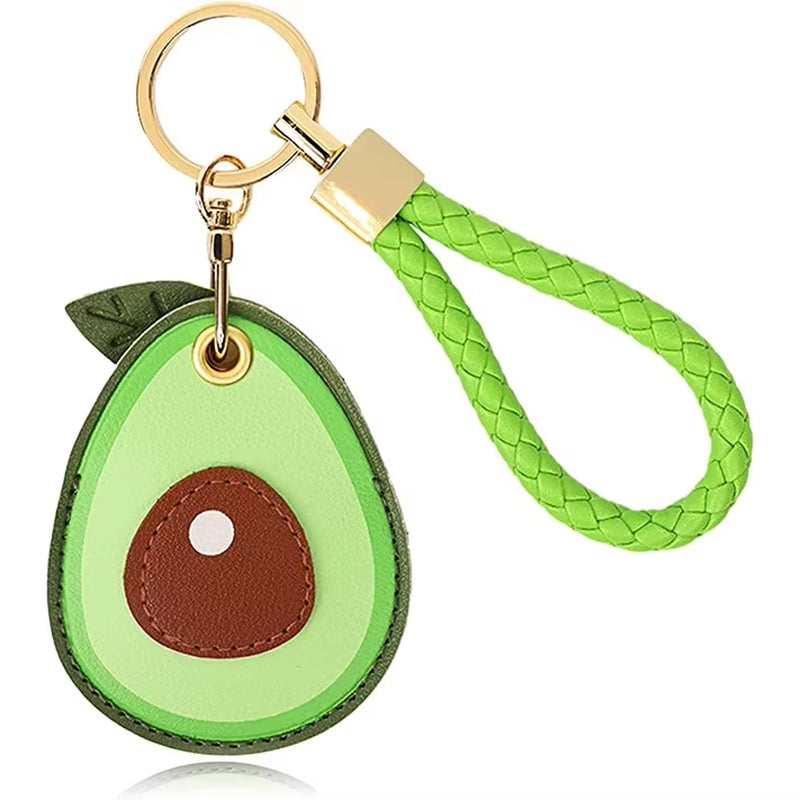 Leather Keychain Protective Cover Compatible with Apple Airtag, GPS Air Tag Tracker Holder with Braided Rope Keychain, Anti-Scra