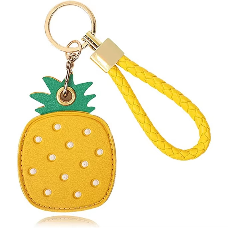 Leather Keychain Protective Cover Compatible with Apple Airtag, GPS Air Tag Tracker Holder with Braided Rope Keychain, Anti-Scra