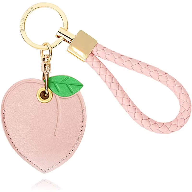 Leather Keychain Protective Cover Compatible with Apple Airtag, GPS Air Tag Tracker Holder with Braided Rope Keychain, Anti-Scra