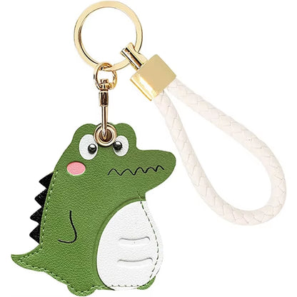 Leather Keychain Protective Cover Compatible with Apple Airtag, GPS Air Tag Tracker Holder with Braided Rope Keychain, Anti-Scra
