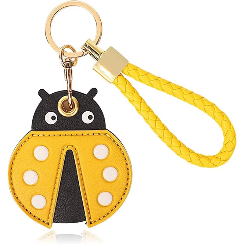 Leather Keychain Protective Cover Compatible with Apple Airtag, GPS Air Tag Tracker Holder with Braided Rope Keychain, Anti-Scra