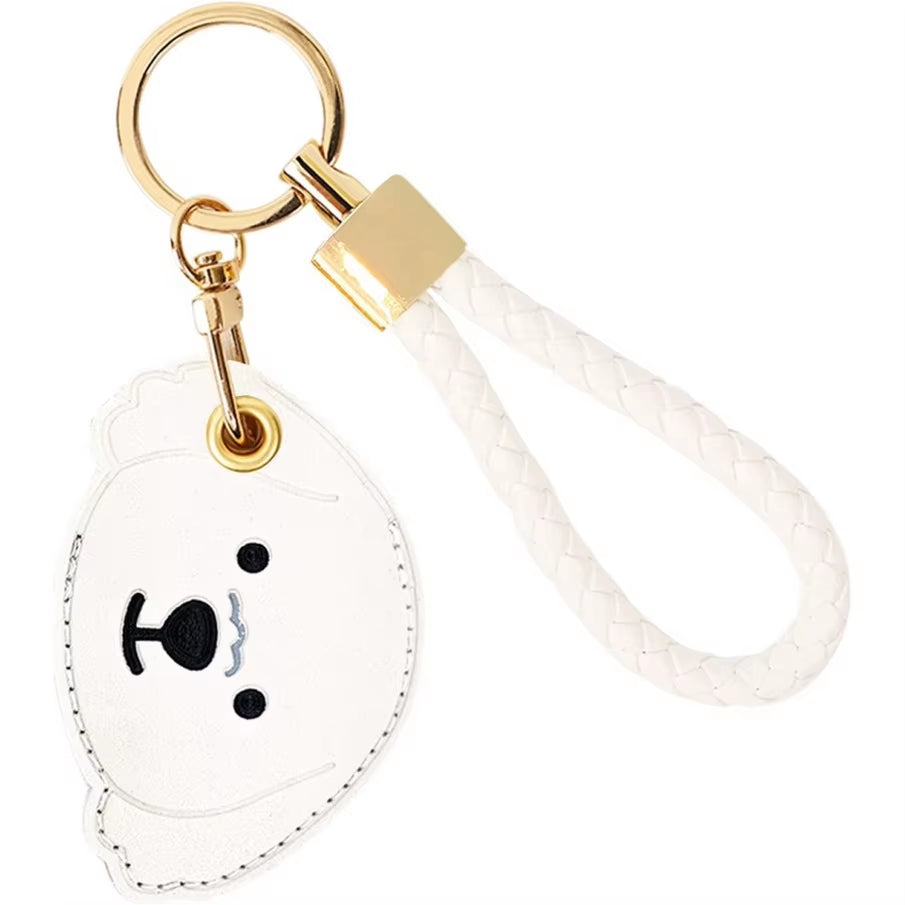 Leather Keychain Protective Cover Compatible with Apple Airtag, GPS Air Tag Tracker Holder with Braided Rope Keychain, Anti-Scra
