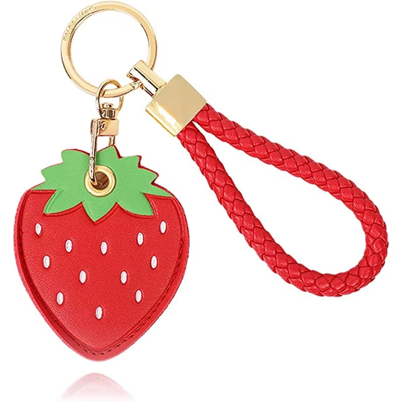 Leather Keychain Protective Cover Compatible with Apple Airtag, GPS Air Tag Tracker Holder with Braided Rope Keychain, Anti-Scra