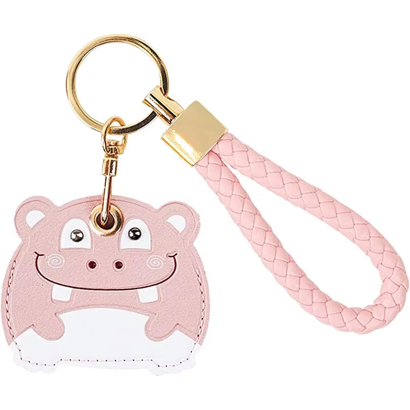 Leather Keychain Protective Cover Compatible with Apple Airtag, GPS Air Tag Tracker Holder with Braided Rope Keychain, Anti-Scra
